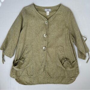 Moonlight Y&S Fashion 100% Linen Shirt Jacket Sage Large
